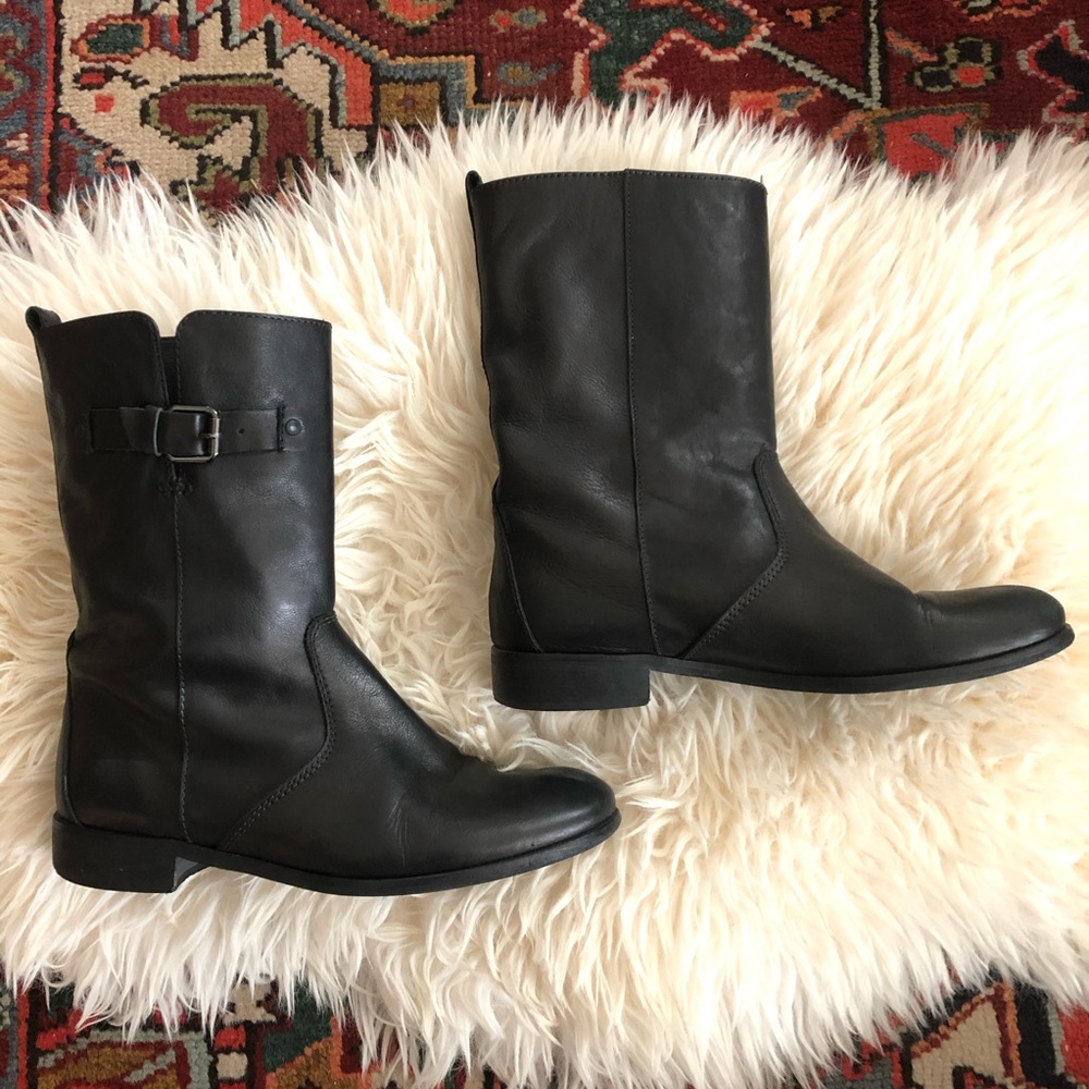 J. Crew Black Moto Boots